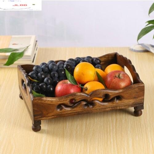 Thailand Minimalist Wooden Tray Solid Wood Rectangular Dish Snack Coffee Shop Tea Tray Fruit Plate Bread Plates Breakfast Plate