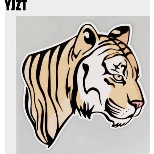 YJZT 11.9CM×12.7CM Pretty Little Tiger Cartoon Car Sticker PVC Decal 11C-0135