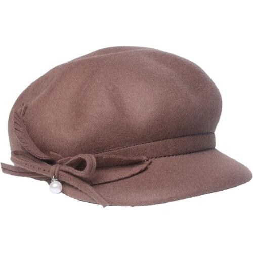 Lady Wool Visors Hat Woman Autumn Winter Woolen Cap Female Octagonal Hat Girls England Retro Fashion Warm Hair Cap B-8771