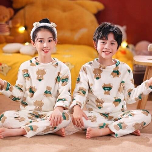 Winter Pajamas For Children Autumn Baby Girls Clothes Pajama Set Teenager Boys Casual Sleepwear Kids Flannel Pyjamas 2 to 16 Y