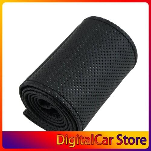 1 PC DIY Car Steering Wheel Cover With Needles and Thread Artificial leather Gray/ Black Fit for Diameter 38cm hot sale