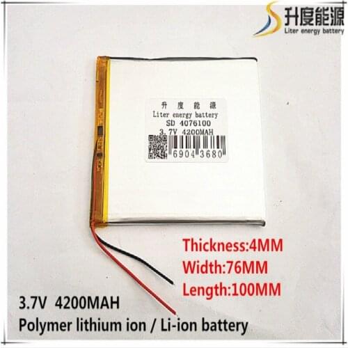 10PCS/Lot 3.7V lithium polymer battery 0476100 4076100 4200MAH mobile power Tablet PC DIY Free shipping