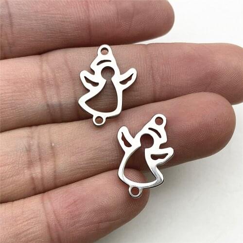 10pcs Christmas Snowman Earrings Connectors Stainless Steel Angel Connector earring Pendant Jewelry Handmade Diy Jewelry Making