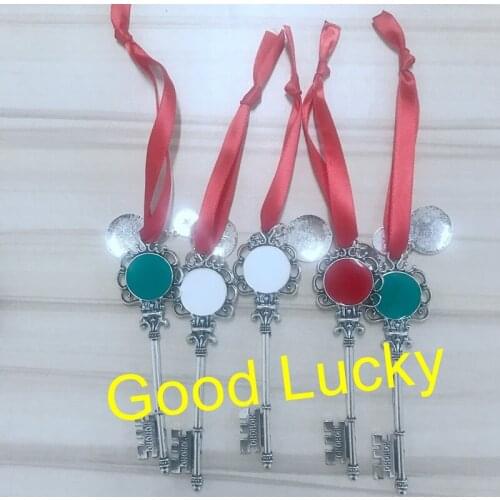 100pcs/lot Wholesale Personalized New Hot Sale Key Shaped Christmas Ornament Santa Magic Key