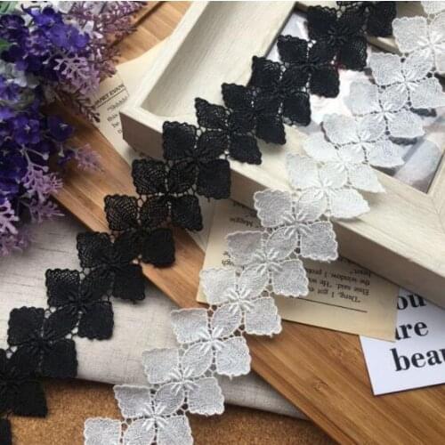 2 Yards Embroidery Flower Lace Fabric Trim Ribbon DIY Sewing Water Soluble Applique Collar Guipure Decor