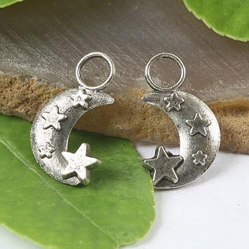20pcs Tibetan silver color crafted moon star Charms H0121