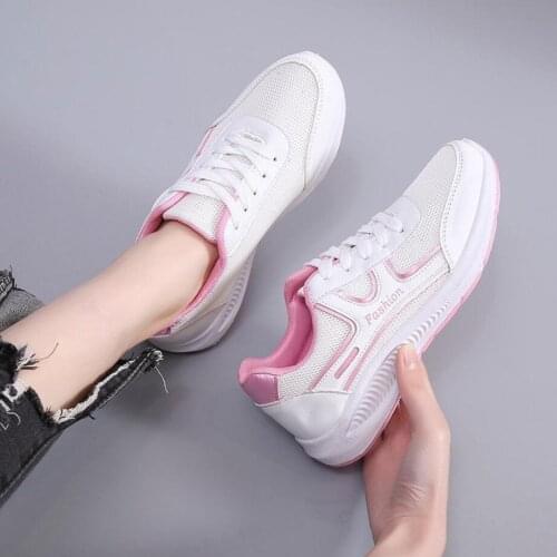 2021 Women Mesh Sneakers Breathable Women Flat Shoes Lightweight Casual Shoes Ladies Lace-Up Deportivas Mujer Chaussures Femme