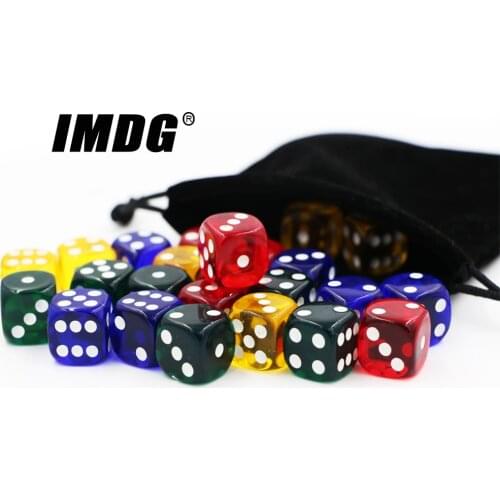 24Pcs/pack 16mm High Quality Boutique Acrylic Rounded Corners 4 Colors 6-sided Dot dice Transparent Dice