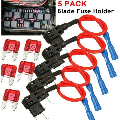 5pcs Add A Circuit Ato Atc Mini Blade Fuse Splice Holder Piggy Back Fuse Tap Auto Replacement Parts Auto Spare Parts For Auto