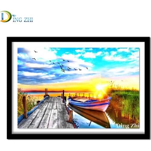 5D Diamond Painting Embroidery Sunset Scenery Wall Arts Cross Stitch Diy rhinestones Full Square Round Drill Handmade Needlework