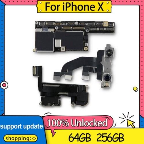 64GB 256GB With Face ID/No Face ID For iPhone X Motherboard,100% Unlocked For iPhone X Logic Board Mainboard