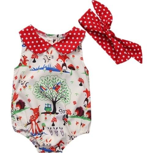 Bodysuit Girls Flower Sleeve Cute Headband Clothes Outfit Newborn Infant Baby Girl Clothing Tops Cotton Jumpsuit