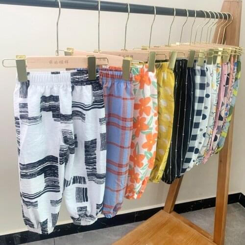 Childrens Anti Mosquito Pants Clothes Ice Silk Boys Summer Thin Kids Trousers Baby Pajamas Girls Summer Bloomers