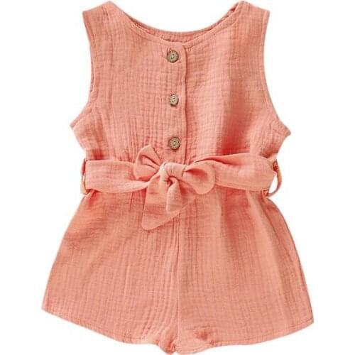 Newborn Girls Jumpsuit Sleeveless Solid Cotton Romper Cute Infant Baby Ruffles Sleeveless Baby Clothes1