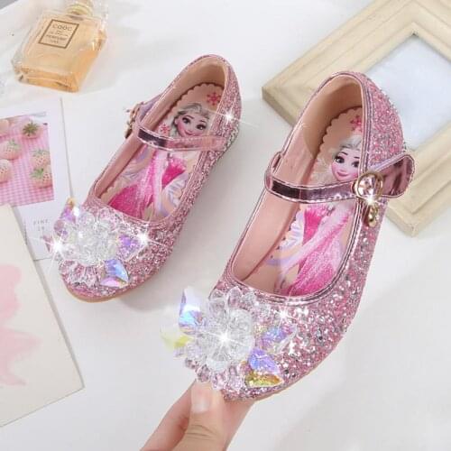 Disney Children High Heel Sandals Summer New Girls Princess Shoes Baby Elsa Frozen Crystal Shoes Baby Sandals For Girls Party