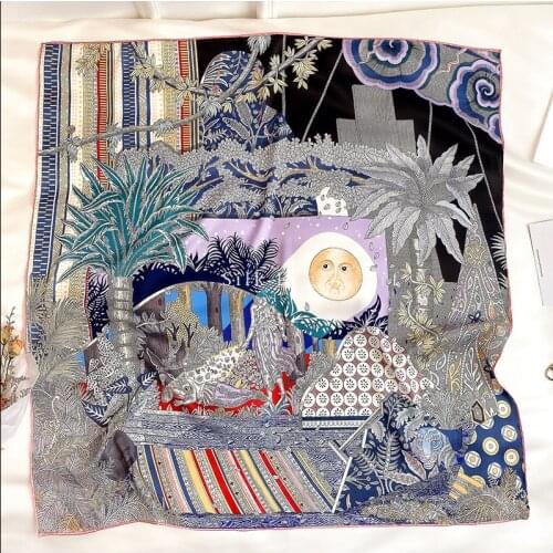 90 Designer Satin Scarves 90*90 Cm Silk Scarf Hand Rolled Edges Foulard Femme Soie De Marque De Luxe "A Midsummer Nights Dream"