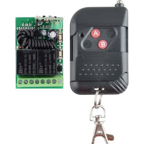 Home Smart DC 12V 2CH 10A Wireless Remote Control Light Switch Mini Receiver With 1/4 Color AB Button Transmitter 315mhz/433mhz