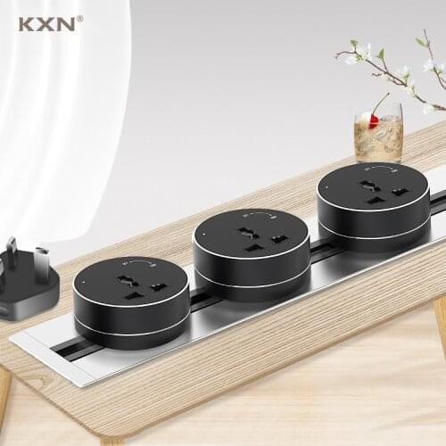 KXN Electrical Power Track Socket P1 Series With Switch Concealed Countertop Outlet Kitchen Sockets With EU UK US Adapters