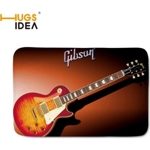 HUGSIDEA 40*60cm Gibson Les Paul Guitar Doormat Non-Slip Rubber Black Rugs and Carpets for Home Living Room Mats Bedroom Bedside