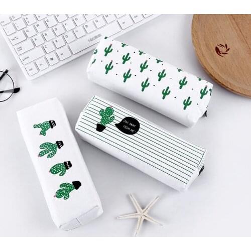 Cactus Pencil Case Student Lovely Learning Stationery Canvas Pen Storage Bag Coin Purse Wallet Kawaii School Office Supplies New