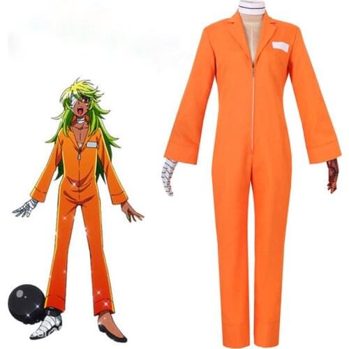 Anime Detentionhouse Nanbaka Niko Cosplay Costumes Rock Orange Prison Uniform Set Wig Synthetic Hair Festival Carnival Party