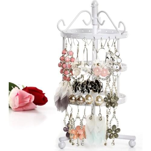 Multi Color 3 Tiers Metal 72 Holes Round Rotating Spin Table36 Pairs Earring Holder Jewelry Stand Display Rack Towers