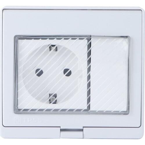 Outdoor wall switch socket IP55 weatherproof and dustproof Electrical socket German standardFor shops and parking lots