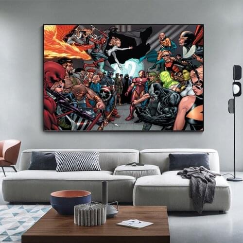 Marvel Avengers Poster Comics Superhero Wall Art Print Canvas Painting for Living Room Office Bedroom Aesthetic Wall Picture