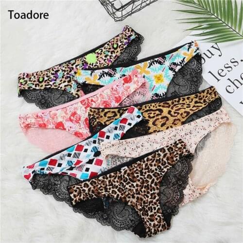 Womens Lace Panties Leopard Seamless Underware Slip Ice Silk Underwear Women Satin Panties Briefs Woman Cotton Crotch Plus Size