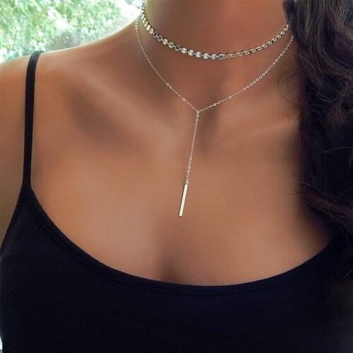 New Simple Women bar coin Chain Choker Necklace chocker Jewelry collana Bijoux Femme Joyas mujer Collier ras du cou
