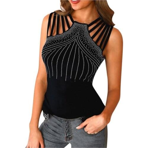 New Ladies Vest Tank Tops Fashion Sexy Hot Diamond Summer Inner Wear Decoration Slim Sleeveless High Elastic Women Camisole