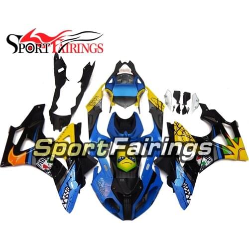 ABS Plastic Sportbike Blue Yellow Shark Fairing for BMW S1000RR 2009 2014 09 10 11 12 13 14 Motorcycle Hulls Bodyworks Cowlings