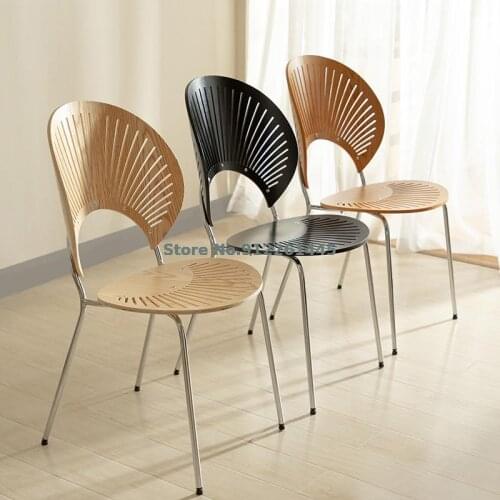Nordic Retro Shell Chair Home Net Red Makeup Chair Creative Danish Designer Light Luxury Solid Wood Backrest Dining Chair