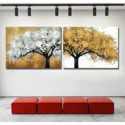 Modern Abstract Canvas Painting Wall Decorative Posters and Printed Golden Trees Pictures for Living Room Home Decor Cuadros