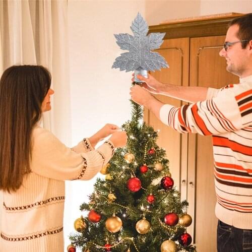 HOT Star Christmas Tree Topper Decorations Projector Light 3D Rotating Hollow Glitter Snowflake Xmas Tree Decor