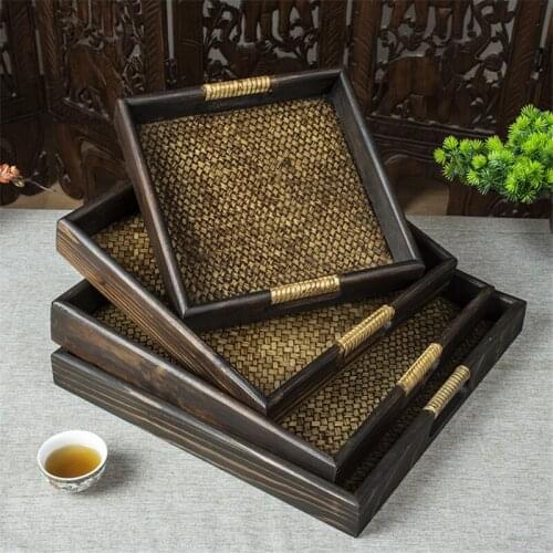 NEWYEARNEW Southeast Asia Wooden Teaware plate Fruit Storage Trays Article Retro DIY Home Decoration Wedding Gift 1piece