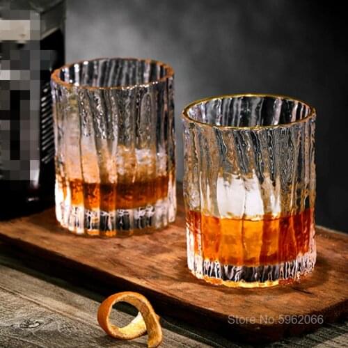 Japanese Hammer Tree Bark Pattern Old Fashioned Glass Of Whisky Frosted Crystal Liquor Glass Whiskey Cup Beer Tumbler Wineglass