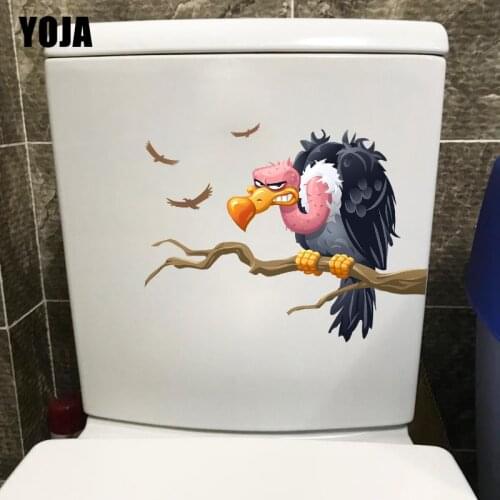 YOJA 24.2×17.6CM Angry Vulture Funny Cartoon Kids Room Wall Stickers Fashion Toilet WC Decoraiton T1-3286