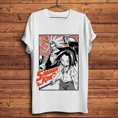 JAPAN anime Shaman King funny t shirt men new white casual short sleeve tshirt homme manga unisex streetwear t-shirt