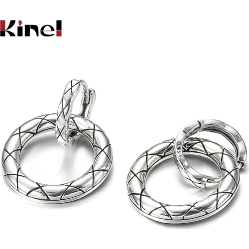 Kinel Romantic Genuine 925 Sterling Silver Cute Round Pendant Exquisite Stud Earrings for Women Luxury Jewelry Making
