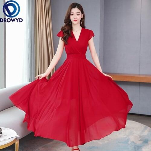 2021 Summer Vintage Boho Solid Sundress V-neck Chiffon Casual White Beach Midi Dress Women Bodycon Party Burgundy Maxi Vestidos