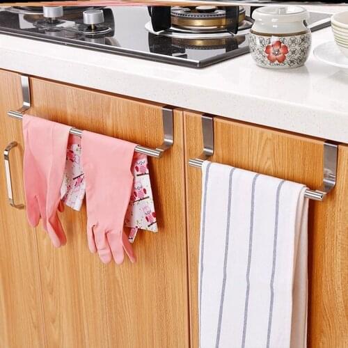 1PC Kitchen Towel Racks Cabinet Door Towel Bar Over The Door Hooks for Hanging Bathroom Shelf Rack Home Organizer Kitchen Items