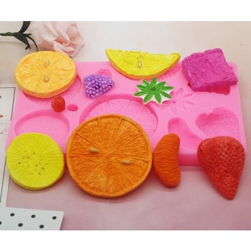 10 fruit with lemon slices strawberry sugar cake molds orange meat chocolate silicone molds P1126