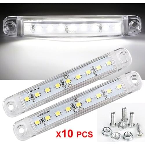 10 pcs waterproof motorcycle signal light truck side light 9LEDs 24V car decoration light bus SUV car ship universal