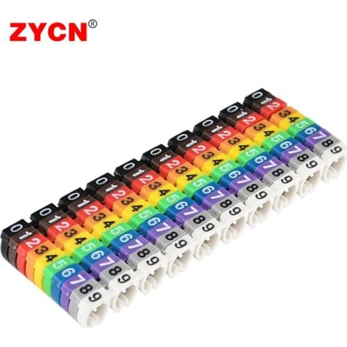 Plastic Cable Marking Label Color Digital Number 0 To 9 Tube Wire Identification 1.5mm PVC Mark Sleeve Tube Insulation Tag