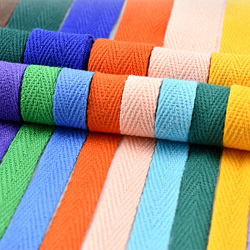 100yards/lot 1-2.5cm Cotton Twill Herringbone Ribbon Red Off White Black Clothing Accessories Roll Belt Bag Gift Tie