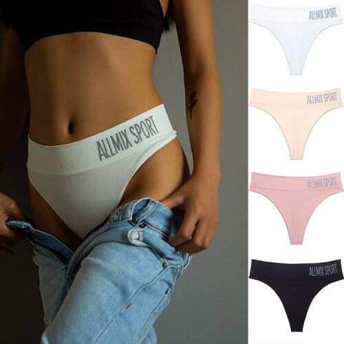 2021 New Mid Waist String Panties Women Cotton Underwear Women Sports Fashion Thong Seamless Lingerie Tanga Women Underwear