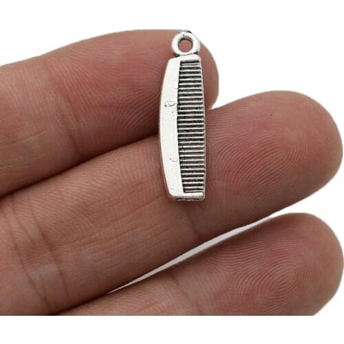 30pcs Antique Silver Plated Comb Charm Pendants for Bracelet Jewelry Accessories Making DIY 26x7mm