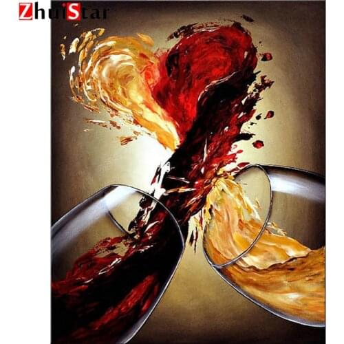 Full DIY 5D Diamond Mosaic picture Cheers! Diamond Painting Cross Stitch Kits Diamond Embroidery red wine Patterns Rhinestones