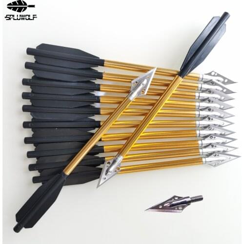 6 PCS 12PCS Aluminum 6.5" Archery Arrows Corssbow Bolt for 50-70 lbs Pistol Crossbow OD 6.0mm